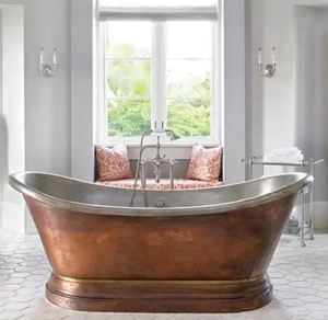 <b>Bath</b> Tub Slanted Height with Hammered Antique Finish Modern Design Handcrafted Luxury Bathroom - Product Image 4