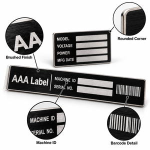 Placa de Identificación de Acero Inoxidable Grabada, Placa de Datos de Identificación de Equipos Personalizada, Fabricante OEM - Product Image 3