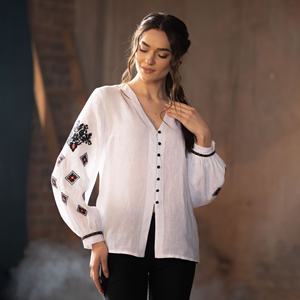 คอลเลกชั่นใหม่เสื้อเบลาส์ลายดอกไม้ยาวคลุมเข่าผ้าฝ้ายธรรมชาติทำด้วยมือสำหรับศิลปินชาวโรมันที่มีชื่อเสียง - Product Image 1