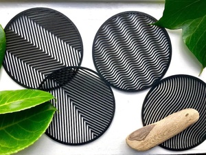 Modern Geometric Laser Cut Solid Wood Coaster Handcrafted Heat Resistant Drink Mat Contemporary <b>Table</b> <b>Protector</b> Coffee Tea - Product Image 3