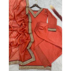 Conjunto de Top, Pantalón y Dupatta para Fiesta, con Bordado, para Mujer - Product Image 5