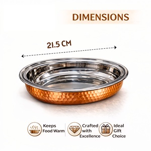 Oval European <b>Curry</b> <b>Dish</b> | Stainless Steel <b>Serving</b> <b>Dish</b> with Copper Finish | Europe Design Kitchen Dining Restaurant - Product Image 2