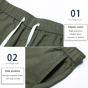 Pantalones Cortos Cargo para Hombre, de Lona Sólida Transpirable, Directo de Fábrica, con Bolsillos Laterales, Cintura Elástica, Personalizados, 100% Algodón, Casuales, de Verano - Product Image 4