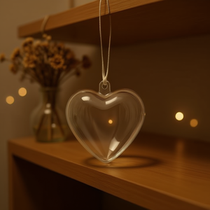 Ornamento a forma di cuore trasparente ILAN 10 cm, sfera trasparente per decorazioni con fiori secchi - Product Image 3