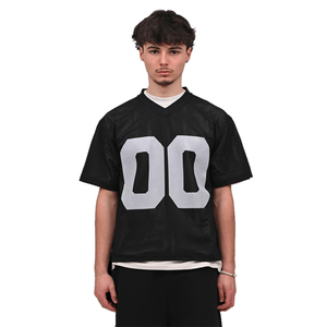 T-shirts Boxy à Logo Sérigraphié Noir Style Vintage Extérieur Maillot de Football Américain en Maille pour Hommes - Product Image 2
