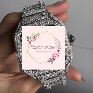 Reloj Mecánico de Lujo Personalizado de Alta Calidad con Moissanita VVS, Esfera de Cristal Chapada en Rodio Blanco, Estilo Hip Hop Elegante para Hombre - Product Image 1