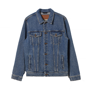 Chaqueta Vaquera Clásica para Hombre al por Mayor, 100% Algodón, Azul Medio Lavado, Casual, con Botones Delanteros, Corte Regular, Ropa de Calle - Product Image 1
