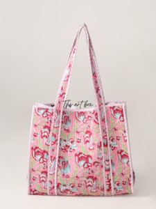 OEM Assorted Quilted Cotton Tote <b>Bag</b> - Eco-Friendly <b>Boho</b> Reusable Shopper Handbag - Product Image 1