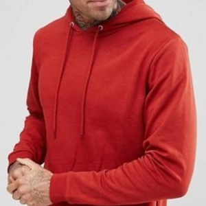 Sweat à capuche classique rouge respirant en coton pour homme, tissu doux, manches longues, avec broderie personnalisée, sweat à capuche confortable et écologique - Product Image 5