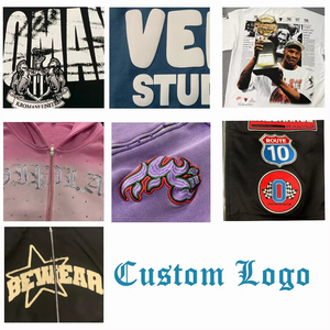 Custom Men's Loose Vintage Oversized Crop T-<b>Shirts</b> with 3D <b>Patchwork</b> 100% Cotton 300 Grams Knitted Fabric DTG Print Stand Collar - Product Image 5