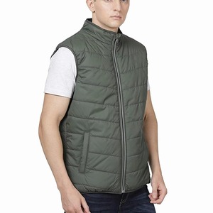 <b>Men's</b> Winter Puffer Vest Canvas <b>Lightweight</b> Stand Collar Sleeveless Waterproof Windproof Breathable Streetwear Front - Product Image 3