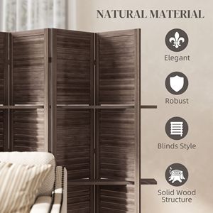 Paravent de séparation d'espace en bois de 67 po de hauteur, 4 panneaux, traditionnel, avec 3 étagères de rangement pliantes pour chambre à coucher, en noyer, structure métallique durable - Product Image 6
