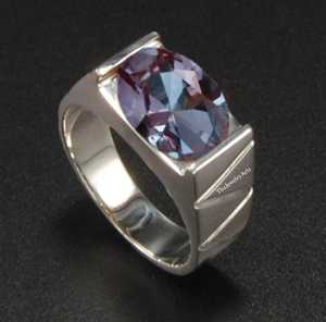 <b>Men</b> Alexandrite <b>Ring</b>, Birthstone <b>Ring</b>, Sterling <b>Silver</b>, Color Changing, Solitaire <b>Ring</b>, Lab Alexandrite <b>Ring</b>, <b>Men</b> <b>Ring</b> for Gift - Product Image 2