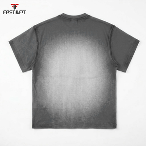 T-shirt imprimé streetwear personnalisé de haute qualité, effet délavé, pour homme, fitness et tenue décontractée, t-shirt confortable pour homme - Product Image 2
