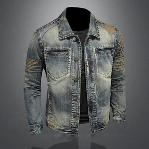 New Stylish Men Full Sleeve Washed Jeans Button Up Vintage Street Wear Slim Fit Custom <b>Top</b> Quality Luxury Denim Jacket For Men - Product Image 2