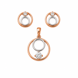 Ensemble collier et boucles d'oreilles circulaires en or rose 18 carats pour femmes, bijoux fins polis, à porter au quotidien, pour mariage, fête, cadeau - Product Image 2