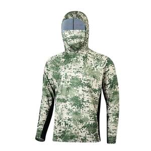 Vêtements de pêche personnalisés en gros, entièrement imprimés par sublimation, imperméables, en spandex/polyester, avec capuche et masque - Product Image 1