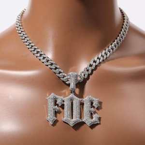 Collar con colgante de letra personalizada con incrustaciones de moissanita, cadena cubana estilo Hip Hop, de plata 925 chapada en oro certificado, para regalo de fiesta - Product Image 2