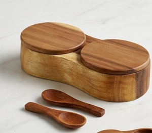 Premium Round Wooden Salt And Sugar Bowl Set Large Size Wooden Kitchenware Ideal For Salt And Pepper Storage Home Use - Product Image 4