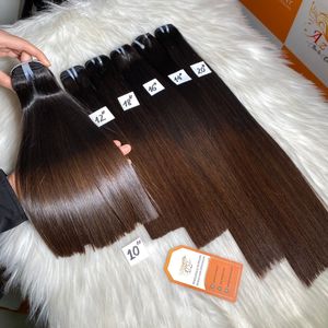 Bone Straight <b>Brown</b> Tip Human Hair Extensions Cuticle Aligned Virgin Unprocessed Raw Hair Vietnamese Hair Material for <b>Wig</b> - Product Image 1