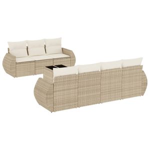 Conjunto de Sofá de Jardín de Ratán Sintético PE Beige, Materiales Resistentes a los Rayos UV, 98.4 Pulgadas de Largo - Product Image 2