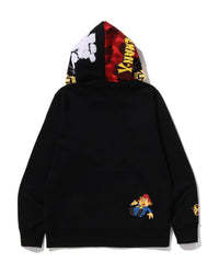 Sweat à capuche noir unisexe coupe oversize streetwear avec imprimé dessin animé et logo frontal, en coton French Terry 370g, sérigraphié - Product Image 4
