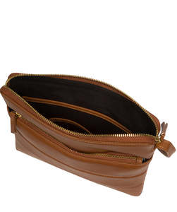Sac bandoulière en cuir véritable de style moderne pour femme, avec sangle réglable, couleur camel disponible - Product Image 4