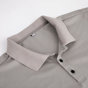 Polo de Manga Corta para Hombre, Color Sólido, Tejido de Punto, Estilo Casual, Largo Regular, Gris - Product Image 5
