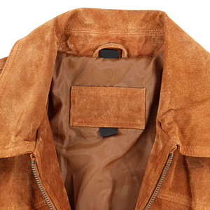 <b>Men's</b> Brown <b>Suede</b> Bomber <b>Jacket</b> Turn-down Collar Zipper Closure Solid Color Regular Fit Autumn Wear - Product Image 3
