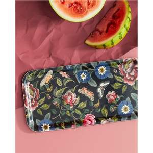 Plateau de service rectangulaire en émail imprimé floral luxueux, plateau décoratif en métal pour table basse, décoration intérieure, plateau ottoman, plateau de service - Product Image 4