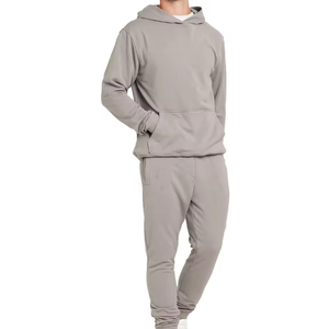 Men’s Taupe Hoodie Tracksuit Set – <b>Plain</b> <b>Sweatshirt</b> Jogger Set Custom Logo Minimalist Casual Sportswear Two Piece - Product Image 1