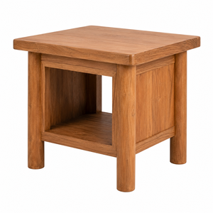 Modern Scandinavian Design Teak <b>Square</b> Dining <b>Table</b> with Open Storage Shelf for Dining Room Furniture - Product Image 3