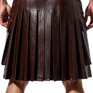 Kilt utilitaire en cuir marron pour homme, fait main en cuir de vachette, multi-poches - Product Image 5