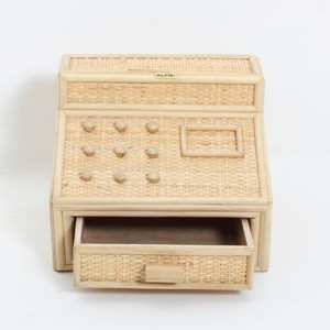 Premium quality sustainable rattan play cashier toy handwoven mini cash register role-play toys - Product Image 1