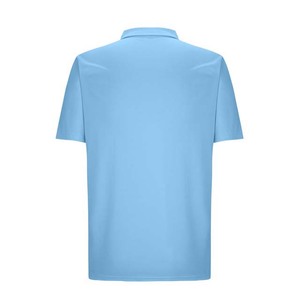 เสื้อโปโลแขนสั้นสีฟ้าอ่อนสำหรับผู้ชาย คอปกมีซิป พร้อมกระเป๋าเสื้อที่อก สไตล์ลำลองแบบถัก - Product Image 2