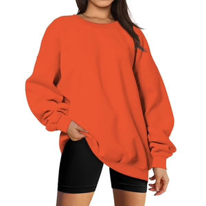 Premium Quality Women's Winter Knitted Oversized <b>Drop</b> Shoulder Sweatshirts Custom Logo Solid Color Women's Sweatshirt - Product Image 3