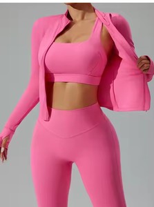 Sports Bra Sportswear Suits Gym <b>Jacket</b> <b>Yoga</b> Leggings Workout Active Wear Women Gym Fitness Set 3piece Set - Product Image 2