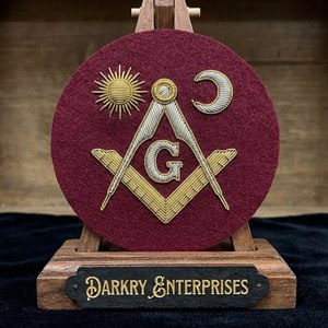 Custom Handmade Gold Bullion Wire Embroidered Masonic Regalia Badge Freemason Square Compass <b>Star</b> Moon Patch For blazer Crest - Product Image 1