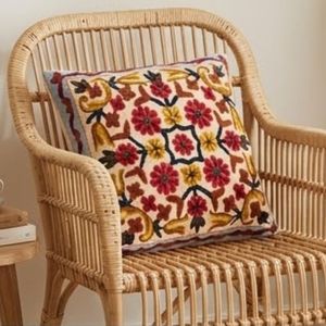 Best Price Bohemian Embroidered Floral <b>Throw</b> Pillow Square Textile Decorative Cushion Washable Design <b>Red</b> Yellow Brown Pattern - Product Image 4