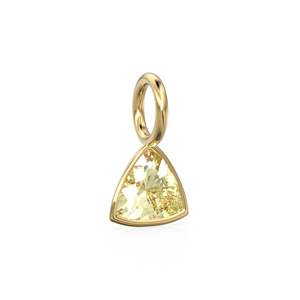 Lemon Quartz 5mm 14k Yellow <b>Solid</b> <b>Gold</b> Charm <b>Pendant</b> Bezel Jewelry Finding / June Birthstone / Trillion Cut Yellow Gemstone / - Product Image 3