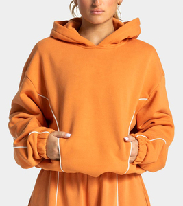 Sweat-shirt décontracté personnalisé pour femme, coupe ample, en molleton de coton premium respirant, avec contraste de couleurs, motif Pumpkin Spice, OEM - Product Image 1