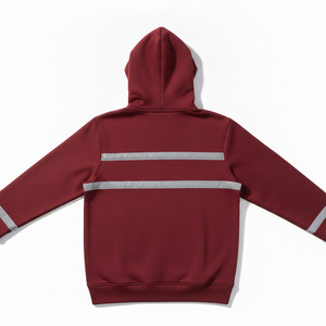 เสื้อฮู้ดสีแดงสำหรับผู้ชาย มีแถบสะท้อนแสง ทรงปกติ สไตล์ลำลอง ผ้าเฟรนช์เทอร์รี่ - Product Image 3