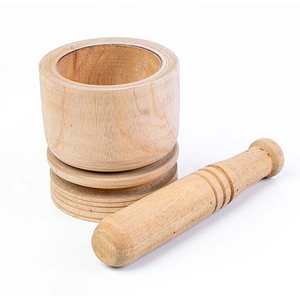 Mortero y Pilón de Madera Tradicionales, Triturador de Especias Manual Ecológico de 68 mm - Product Image 6