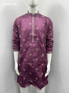 Excellent Quality Royal Silk with Sequence Embroidery Butti All-Over & Full-Sleeve <b>Kurta</b>-R Cotton Payjama Set Worldwide Supplier - Product Image 6