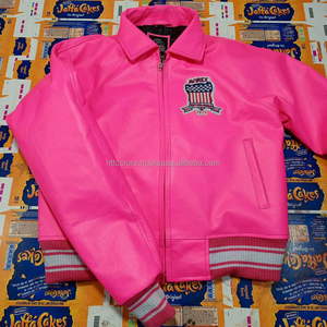 Veste en cuir AVIREX pour hommes, veste en cuir AVIREX pour hommes, cuir de vache véritable, veste bomber d'hiver, streetwear, broderie, vente en gros de vêtements en cuir - Product Image 1