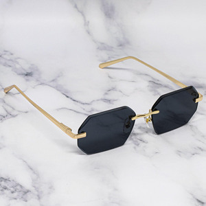 LMA New Arrivals Europe Fashion Men Gold Metal High Quality Black Lens Women Polygon Custom Shades <b>Rimless</b> <b>Sunglasses</b> 2024 - Product Image 2