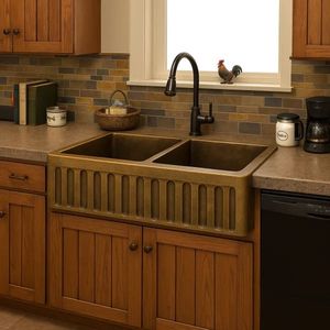 Luxury <b>Apron</b> Front Brass <b>Kitchen</b> Sink Handmade Spacious Basin Heavy Duty Design For Premium Residential <b>Kitchen</b> Projects - Product Image 2