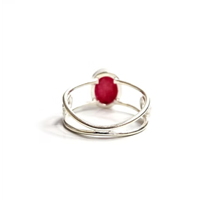 Cut Ruby Sterling <b>Silver</b> <b>Statement</b> <b>Ring</b> (2.9 Grams) With Split Band Design Everyday Wear Comfort & Lightweight Jewelry - Product Image 3