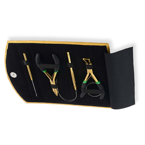 Kit d'outils de luxe pour extensions capillaires dorées, professionnel, 5 pièces, avec pinces de pose de micro-anneaux, extracteurs, crochets de tirage et aiguilles - Product Image 3