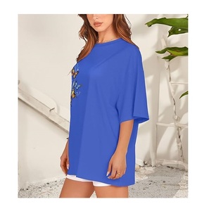 Nouvel Arrivage T-shirt Décontracté Femme Imprimé Numérique 100% Coton Manches Courtes Grande Taille Épaules Tombantes Confortable Fabriqué au Bangladesh - Product Image 6